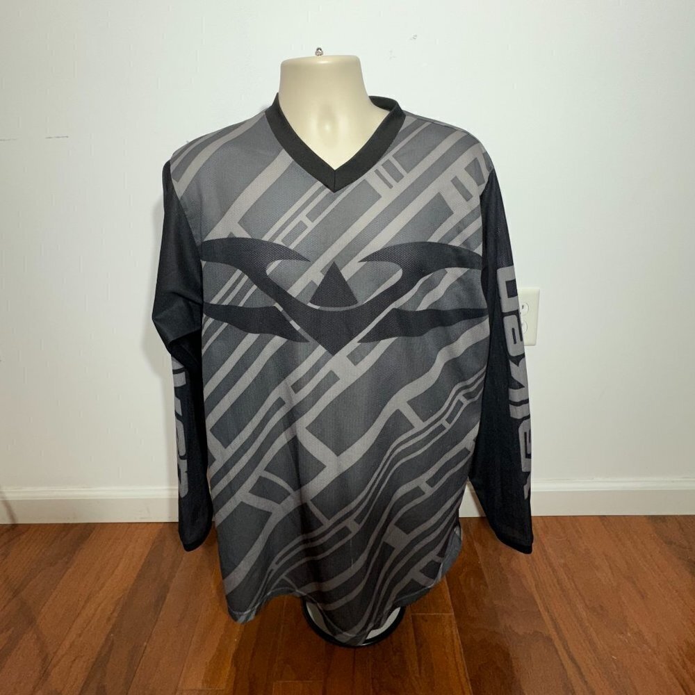 Men's Fate Valken Grey and Black Paintball Long Sleeve Jersey - Large